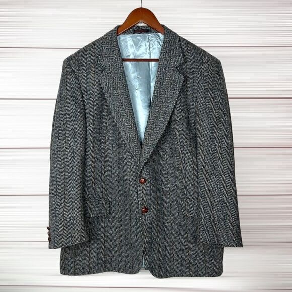 Boston Traders Men's Gray Wool Tweed Single Breasted Lined Sports Coat Blazer - Picture 2 of 15